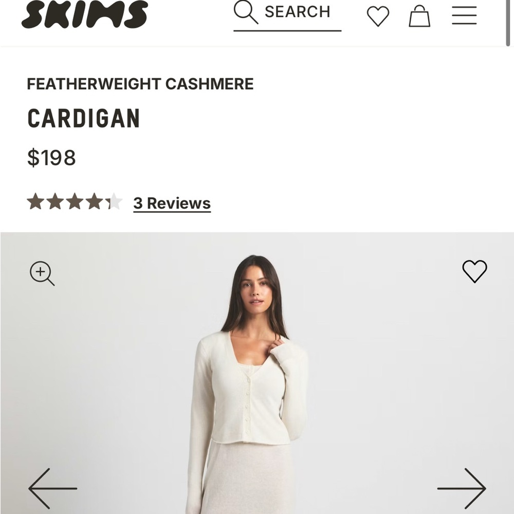 SKIMS Cream Cashmere Sweater Cardigan XS, Small